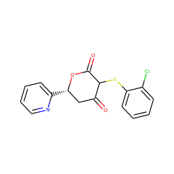 O=C1C[C@H](c2ccccn2)OC(=O)C1Sc1ccccc1Cl ZINC000299840088