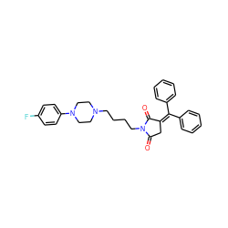 O=C1CC(=C(c2ccccc2)c2ccccc2)C(=O)N1CCCCN1CCN(c2ccc(F)cc2)CC1 ZINC000003821115