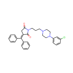 O=C1CC(=C(c2ccccc2)c2ccccc2)C(=O)N1CCCN1CCN(c2cccc(Cl)c2)CC1 ZINC000008398990