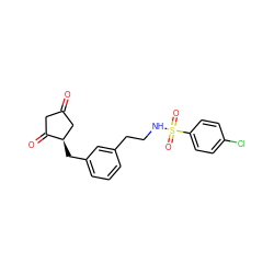 O=C1CC(=O)[C@H](Cc2cccc(CCNS(=O)(=O)c3ccc(Cl)cc3)c2)C1 ZINC000101443029