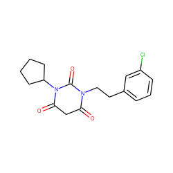 O=C1CC(=O)N(C2CCCC2)C(=O)N1CCc1cccc(Cl)c1 ZINC000101678267