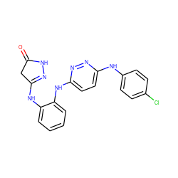 O=C1CC(Nc2ccccc2Nc2ccc(Nc3ccc(Cl)cc3)nn2)=NN1 ZINC000169310452