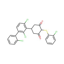 O=C1CC(c2c(Cl)ccc(-c3ccccc3Cl)c2Cl)CC(=O)C1Sc1ccccc1Cl ZINC000473119779