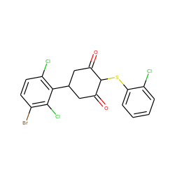 O=C1CC(c2c(Cl)ccc(Br)c2Cl)CC(=O)C1Sc1ccccc1Cl ZINC000299830935