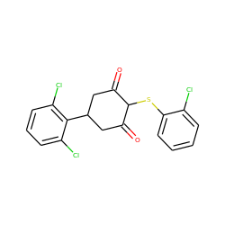 O=C1CC(c2c(Cl)cccc2Cl)CC(=O)C1Sc1ccccc1Cl ZINC000098208398