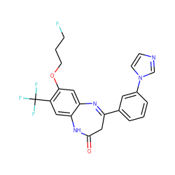 O=C1CC(c2cccc(-n3ccnc3)c2)=Nc2cc(OCCCF)c(C(F)(F)F)cc2N1 ZINC000103297720