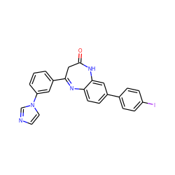 O=C1CC(c2cccc(-n3ccnc3)c2)=Nc2ccc(-c3ccc(I)cc3)cc2N1 ZINC000103297716