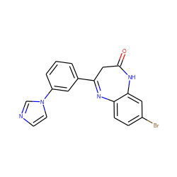 O=C1CC(c2cccc(-n3ccnc3)c2)=Nc2ccc(Br)cc2N1 ZINC000101495475