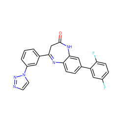 O=C1CC(c2cccc(-n3ccnn3)c2)=Nc2ccc(-c3cc(F)ccc3F)cc2N1 ZINC000101147023