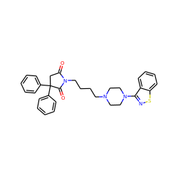 O=C1CC(c2ccccc2)(c2ccccc2)C(=O)N1CCCCN1CCN(c2nsc3ccccc23)CC1 ZINC000029248518