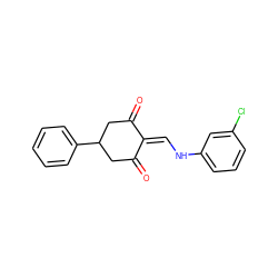 O=C1CC(c2ccccc2)CC(=O)C1=CNc1cccc(Cl)c1 ZINC000000226395