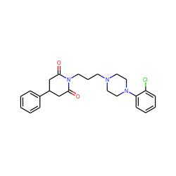 O=C1CC(c2ccccc2)CC(=O)N1CCCN1CCN(c2ccccc2Cl)CC1 ZINC000072142318