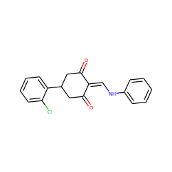 O=C1CC(c2ccccc2Cl)CC(=O)C1=CNc1ccccc1 ZINC000000449861