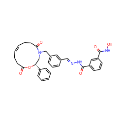 O=C1CC/C=C/CCC(=O)N(Cc2cccc(/C=N/NC(=O)c3cccc(C(=O)NO)c3)c2)C[C@H](c2ccccc2)O1 ZINC000071331236