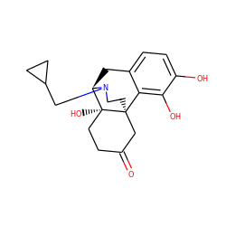 O=C1CC[C@@]2(O)[C@H]3Cc4ccc(O)c(O)c4[C@@]2(CCN3CC2CC2)C1 ZINC000028521047