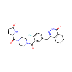 O=C1CC[C@@H](C(=O)N2CCN(C(=O)c3cc(Cc4n[nH]c(=O)c5c4CCCC5)ccc3F)CC2)N1 ZINC000148281743