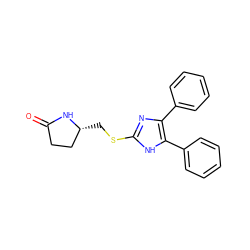 O=C1CC[C@@H](CSc2nc(-c3ccccc3)c(-c3ccccc3)[nH]2)N1 ZINC000013730598