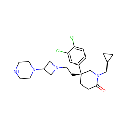 O=C1CC[C@](CCN2CC(N3CCNCC3)C2)(c2ccc(Cl)c(Cl)c2)CN1CC1CC1 ZINC000022927859