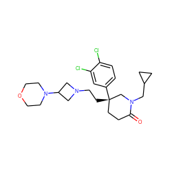 O=C1CC[C@](CCN2CC(N3CCOCC3)C2)(c2ccc(Cl)c(Cl)c2)CN1CC1CC1 ZINC000022927851