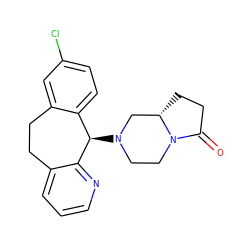 O=C1CC[C@H]2CN([C@@H]3c4ccc(Cl)cc4CCc4cccnc43)CCN12 ZINC000027092657