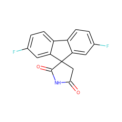 O=C1CC2(C(=O)N1)c1cc(F)ccc1-c1ccc(F)cc12 ZINC000000009809