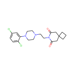 O=C1CC2(CCC2)CC(=O)N1CCN1CCN(c2cc(Cl)ccc2Cl)CC1 ZINC000013560168