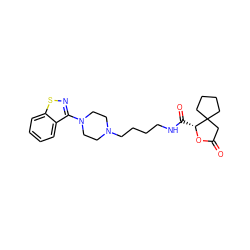 O=C1CC2(CCCC2)[C@@H](C(=O)NCCCCN2CCN(c3nsc4ccccc34)CC2)O1 ZINC000013650170