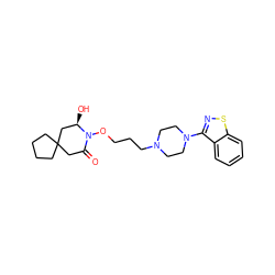 O=C1CC2(CCCC2)C[C@@H](O)N1OCCCN1CCN(c2nsc3ccccc23)CC1 ZINC000013820862