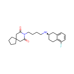 O=C1CC2(CCCC2)CC(=O)N1CCCCN[C@@H]1CCc2c(F)cccc2C1 ZINC000012356266