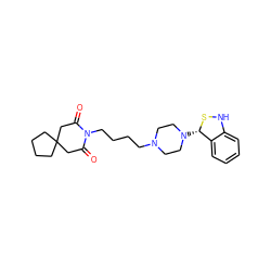 O=C1CC2(CCCC2)CC(=O)N1CCCCN1CCN([C@@H]2SNc3ccccc32)CC1 ZINC000027193540