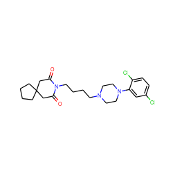 O=C1CC2(CCCC2)CC(=O)N1CCCCN1CCN(c2cc(Cl)ccc2Cl)CC1 ZINC000013560143