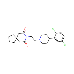 O=C1CC2(CCCC2)CC(=O)N1CCN1CCC(c2cc(Cl)ccc2Cl)CC1 ZINC000013560159