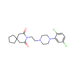 O=C1CC2(CCCC2)CC(=O)N1CCN1CCN(c2cc(Cl)ccc2Cl)CC1 ZINC000052969256