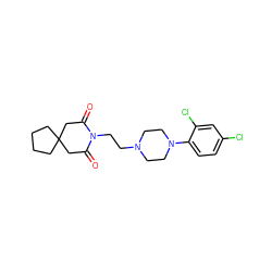 O=C1CC2(CCCC2)CC(=O)N1CCN1CCN(c2ccc(Cl)cc2Cl)CC1 ZINC000013560123