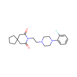 O=C1CC2(CCCC2)CC(=O)N1CCN1CCN(c2ccccc2F)CC1 ZINC000013560115