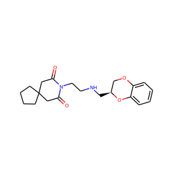 O=C1CC2(CCCC2)CC(=O)N1CCNC[C@H]1COc2ccccc2O1 ZINC000001536786