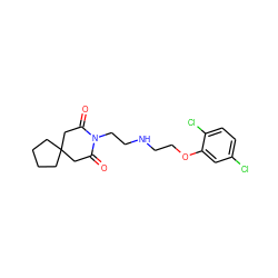 O=C1CC2(CCCC2)CC(=O)N1CCNCCOc1cc(Cl)ccc1Cl ZINC000013560154