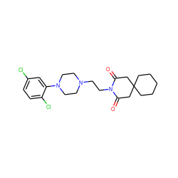 O=C1CC2(CCCCC2)CC(=O)N1CCN1CCN(c2cc(Cl)ccc2Cl)CC1 ZINC000013560169