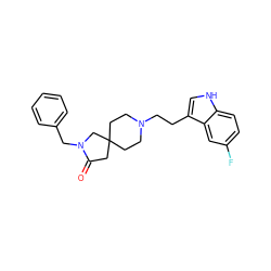 O=C1CC2(CCN(CCc3c[nH]c4ccc(F)cc34)CC2)CN1Cc1ccccc1 ZINC000013743415