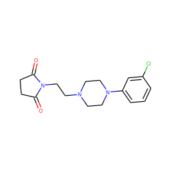 O=C1CCC(=O)N1CCN1CCN(c2cccc(Cl)c2)CC1 ZINC000028081240