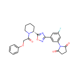 O=C1CCC(=O)N1c1cc(F)cc(-c2noc([C@H]3CCCCN3C(=O)COc3ccccc3)n2)c1 ZINC000144310845