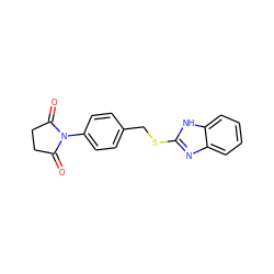 O=C1CCC(=O)N1c1ccc(CSc2nc3ccccc3[nH]2)cc1 ZINC000000308441