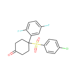 O=C1CCC(c2cc(F)ccc2F)(S(=O)(=O)c2ccc(Cl)cc2)CC1 ZINC000028478270