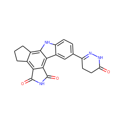 O=C1CCC(c2ccc3[nH]c4c5c(c6c(c4c3c2)C(=O)NC6=O)CCC5)=NN1 ZINC000073224721