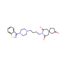 O=C1CCC2(C1)CC(=O)N(CCCCN1CCN(c3nsc4ccccc34)CC1)C(=O)C2 ZINC000013650164