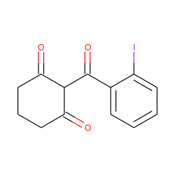 O=C1CCCC(=O)C1C(=O)c1ccccc1I ZINC000026381471