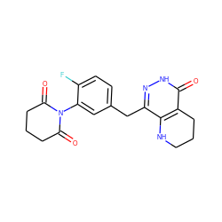 O=C1CCCC(=O)N1c1cc(Cc2n[nH]c(=O)c3c2NCCC3)ccc1F ZINC000084689760