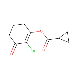 O=C1CCCC(OC(=O)C2CC2)=C1Cl ZINC000000027449