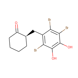 O=C1CCCC[C@@H]1Cc1c(Br)c(O)c(O)c(Br)c1Br ZINC000014769554