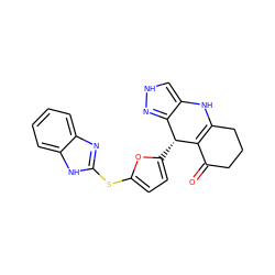 O=C1CCCC2=C1[C@H](c1ccc(Sc3nc4ccccc4[nH]3)o1)c1n[nH]cc1N2 ZINC000299855670